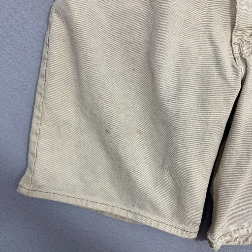 Vintage 90s Levis Silvertab Loose Denim Shorts 40 Baggy Beige Khaki Made in USA